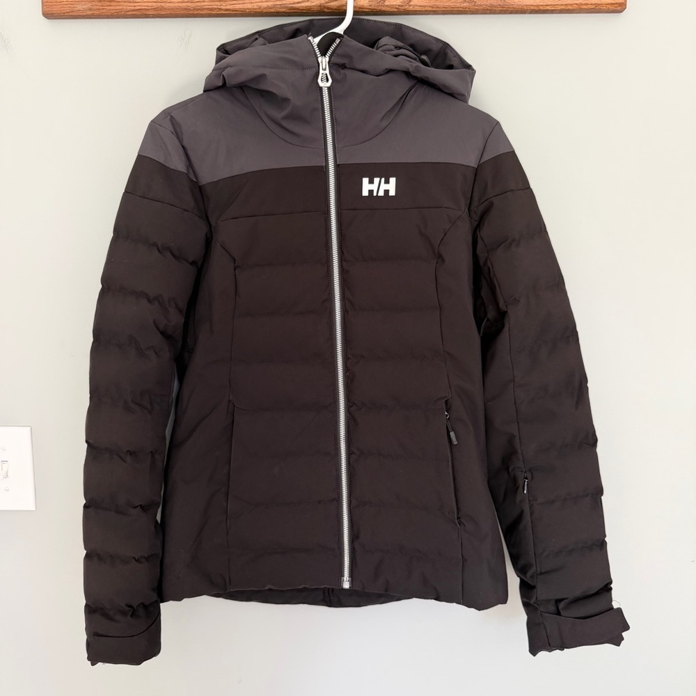 Helly Hansen "Imperial Puffy" Black Gray Ski Snow Winter Puffer Jacket Coat XS